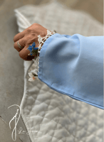 شرشف صلاة ازرق سماوي اويا ورد و الطرحة متصلة