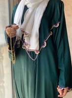 شرشف صلاة سستة أخضر مزين بالكروشيه