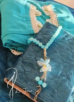 شرشف صلاة لف قطن أزرق بالورد الاويا الفاخر من لاجو...