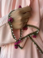 شرشف صلاة لف وردي كروشيه يدوي الطرحة مثبتة