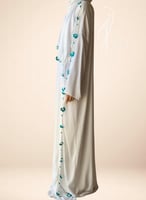 شرشف صلاة لف أبيض كروشيه اخضر يدوي