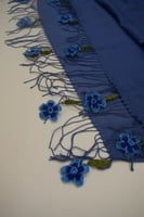 طرحة بكروشيه ورود اويا تركي ازرق