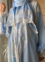 شرشف صلاة دانتيل سماوي سحاب و الطرحة مثبتة