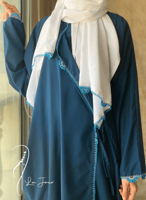 شرشف صلاة لف ازرق بترولي كروشيه يدوي طرحة مثبتة