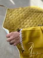 شرشف صلاة لف كموني أصفر مستردة مزين بالكروشيه و ال...