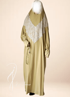 شرشف صلاة خمار اخضر بالدنتال الابيض و مع شنطة من ل...