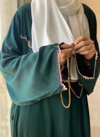 شرشف صلاة سستة أخضر مزين بالكروشيه