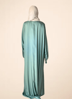 شرشف صلاة سستة أخضر مزين بالكروشيه و الورد الاويا