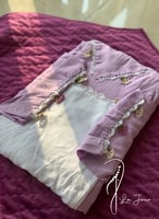 شرشف صلاة سستة موف فاتح بالكروشيه و الورد الاويا