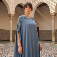 ثوب أزرق مطرز من لاجور حق رمضان