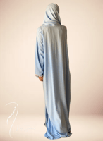 شرشف صلاة ازرق سماوي اويا ورد و الطرحة متصلة