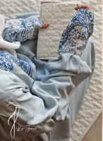 شرشف صلاة سستة رسم باتيك أزرق باستيل الطرحة مثبتة