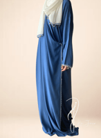 شرشف صلاة أزرق غامق لف مزين بالكروشيه و الورد الاو...