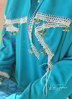 شرشف صلاة لف ازرق بالكروشيه و الورد الاويا فاخر