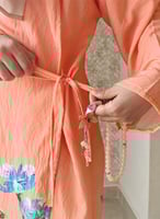 شرشف صلاة لاجور برتقالي بنقشة زهور فنية ولمسة أنثو...