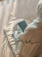 شرشف صلاة لف أزرق فاتح قطن بالكروشيه يدوي
