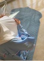شرشف صلاة لف ازرق سماوي كروشيه حلزون يدوي طرحة مثب...