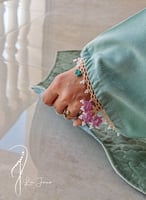 شرشف صلاة سستة اخضر مزين بالكروشيه الورد