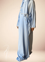 شرشف صلاة ازرق سماوي اويا ورد و الطرحة متصلة