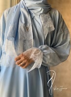 شرشف مرد سماوي ازرق دانتيل طرحة مثبتة.