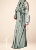 شرشف صلاة أخضر لف رسم باتيك ورد أخضر باستيل