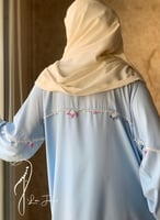 شرشف صلاة لف ازرق سماوي مزين بالكروشيه يدوي و الطر...