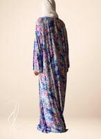 شرشف صلاة منقوش ورد ازرق وموف من لاجور