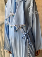 شرشف صلاة ازرق سماوي اويا ورد و الطرحة متصلة