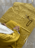 شرشف صلاة لف كموني أصفر مستردة مزين بالكروشيه و ال...