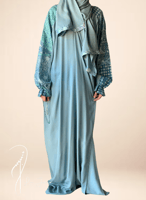 شرشف صلاة لف رسم باتيك درجات تفني و فيروزي الطرحة...