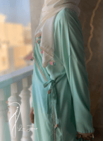 شرشف صلاة لف مرد كروشيه فاخر اخضر فستقي طرحة متصلة