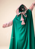 شرشف صلاة اخضر ووردي