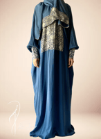 شرشف صلاة باتيك سستة ازرق منقوش