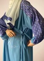 شرشف صلاة لف طرحة منفصلة ازرق