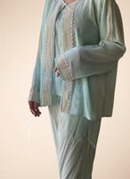 بيجامة تفني قطن دانتيل 3 قطع