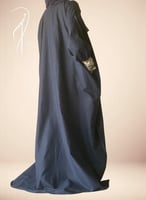 عباية كتان سحاب طرحة منفصلة ازرق
