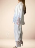 بيجامة قطن ابيض دانتيل 3 قطع