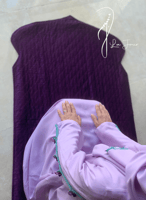 شرشف صلاة سحاب موف كروشيه يدوي و الطرحة مثبتة.