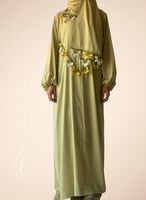 شرشف صلاة فستقي سستة اويا تركي يدوي والطرحة منفصلة