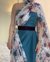 فستان تفتا و شال درابيه حرير فرنسي