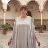 ثوب رمادى مطرز من لاجور حق رمضان