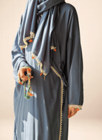 شرشف صلاة لف زيتي على رمادي بالكروشيه و الورد المل...