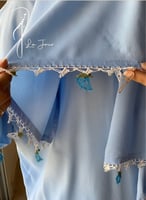 شرشف صلاة ازرق سماوي اويا ورد و الطرحة متصلة