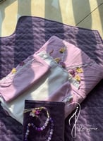 شرشف صلاة سستة موف فاتح بالكروشيه و الورد الاويا