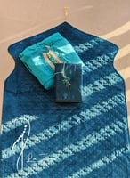 شرشف صلاة لف قطن أزرق بالورد الاويا الفاخر من لاجو...