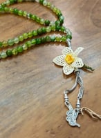 سبحة 99 عقيق برازيلي أخضر فستقي مزينة بوردة أويا ك...