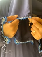 شرشف صلاة لف كحلي ازرق كروشيه يدوي و الطرحة مثبتة