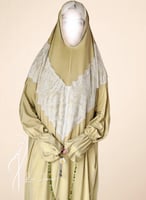 شرشف صلاة خمار اخضر بالدنتال الابيض و مع شنطة من ل...