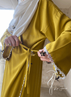 شرشف صلاة لف كموني أصفر مستردة مزين بالكروشيه و ال...