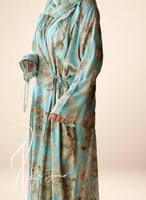 شرشف صلاة لف منقوش بألوان الأزرق والباج من لاجور